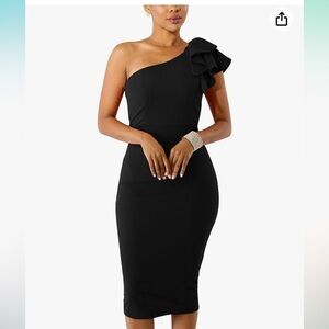 Ruffled one shoulder bodycon dress